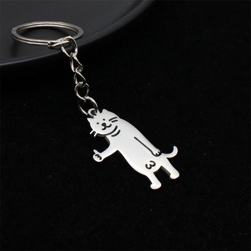 Funny Middle Finger Stickman Keychain Cute Trend Titanium Steel School Bag Car Key Pendant Couple New Trinket Gift Keyrings