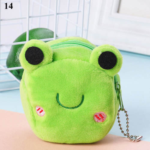 Women Coin Purse Cartoon Cute Zipper Plush Three-dimensional Coin Purse Pouch Purse Earphone Bag Wallet Bag Key Holder