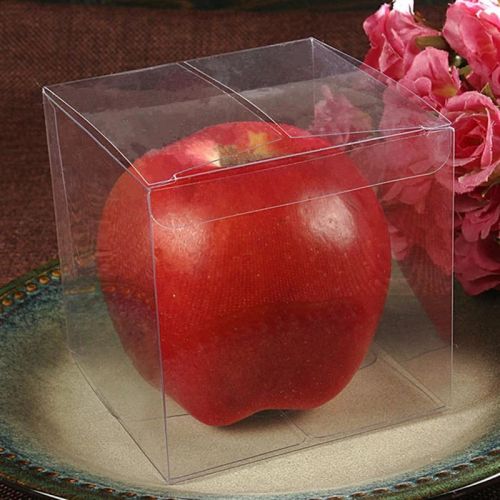 10/25pcs 4x4x4cm Clear Plastic Pvc Packing Box Transparent Candy Apple Box For Gift Wedding Party PVC Plastic Packing Box