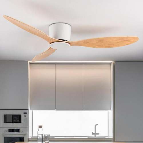 Low Floor Ceiling Fans Only 42 Inch 52 Remote Control Cooling Fans Lamp Design Ceiling Fan With Light White wood Black Color FAN