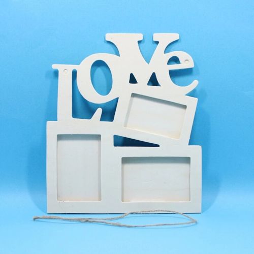 Wholesale Durable Lovely Hollow Love Wooden Family Photo Picture Frame Rahmen White Base Art Home Decor