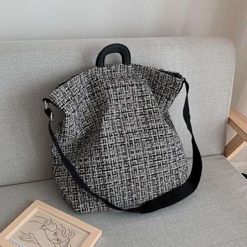 Fashion Woolen Messenger Bag Women Large Capacity Casual Shoulder Pouch Travel Bag Portable Handbag