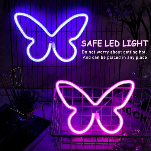 Butterfly Neon Signs Led Neon Light Battery Powered, USB Operated Wall Neon Light Decor Butterfly Neon Wall Art for Room Decor
