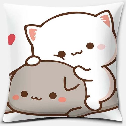 45x45cm Cartoon Cute Pillow Case Mocha Mochi Peach Cat Cushion Cover Pillow Cover Decorative Pillows For Sofa Car Pillowcase