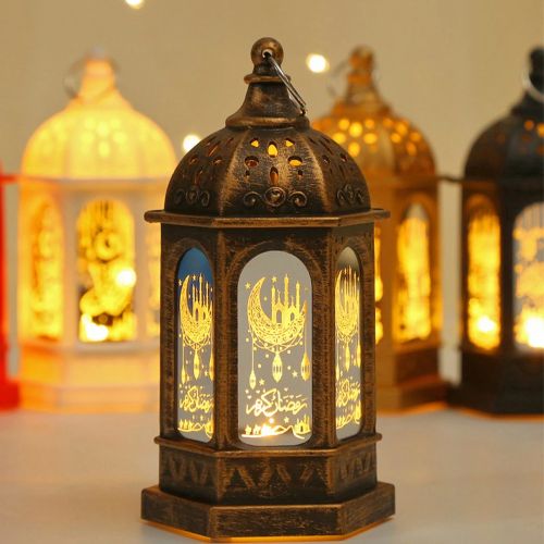 Ramadan Lantern Decoration Plastic LED Eid Mubarak Lamp Ramadan Festival Table Light 2023 Ramadan Party Lighting Decorative Lamp