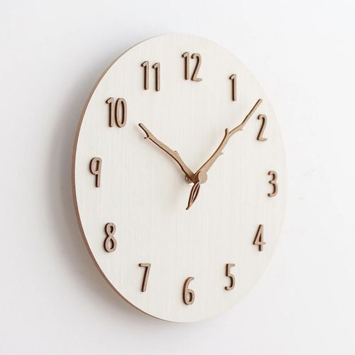 Korean wall clock Living room wall clock Household fashion silent wooden simple modern clock hanging table