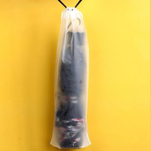 Plastic Bag Matte Translucent Umbrella Storage Bag Reusable Portable Umbrella Drawstring Storage Cover Home Storage Organizer
