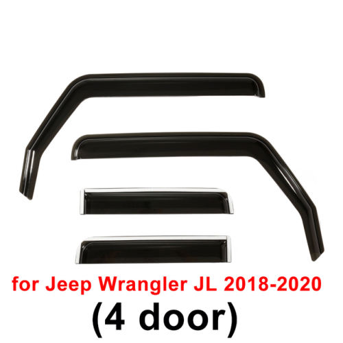 2/4pcs Black Car Window Deflector Built-in Rain Shields