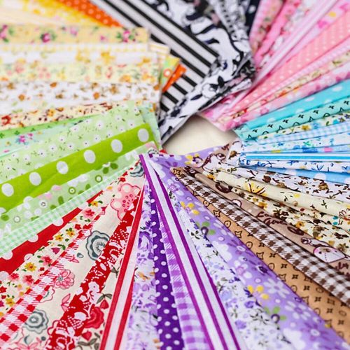 Colourful Cotton Fabric Cloth Sewing Patchwork Assorted Pre Cut Fat Quarters Bundle DIY Handmade Craft Material