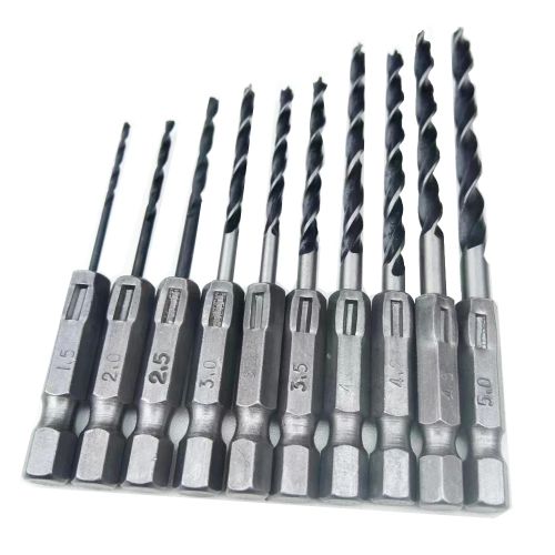 1Pcs 1.5-10mm Woodworking Hexagonal shank Three-point drill bit Carpentry Drill HSS Electric Drill Wood Opening hole