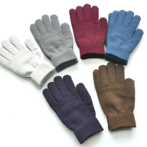 1Pair Simple Knitted Couple Gloves Winter Solid Color Full Finger Mittens Hand Warmer Men Women Gloves Thicken Cycling Gloves