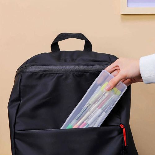 School Large Capacity Wear Resistant Eraser Durable Stationery Storage Office Pencil Case Kids Adults Transparent Box PP Plastic