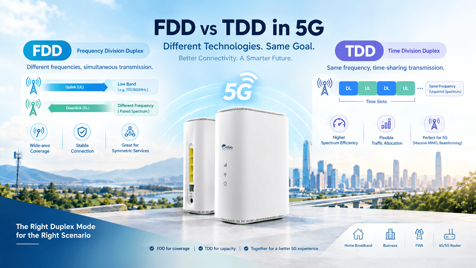 FDD vs TDD in 5G: Key Differences, Use Cases, and How to Choose the Right 5G Router