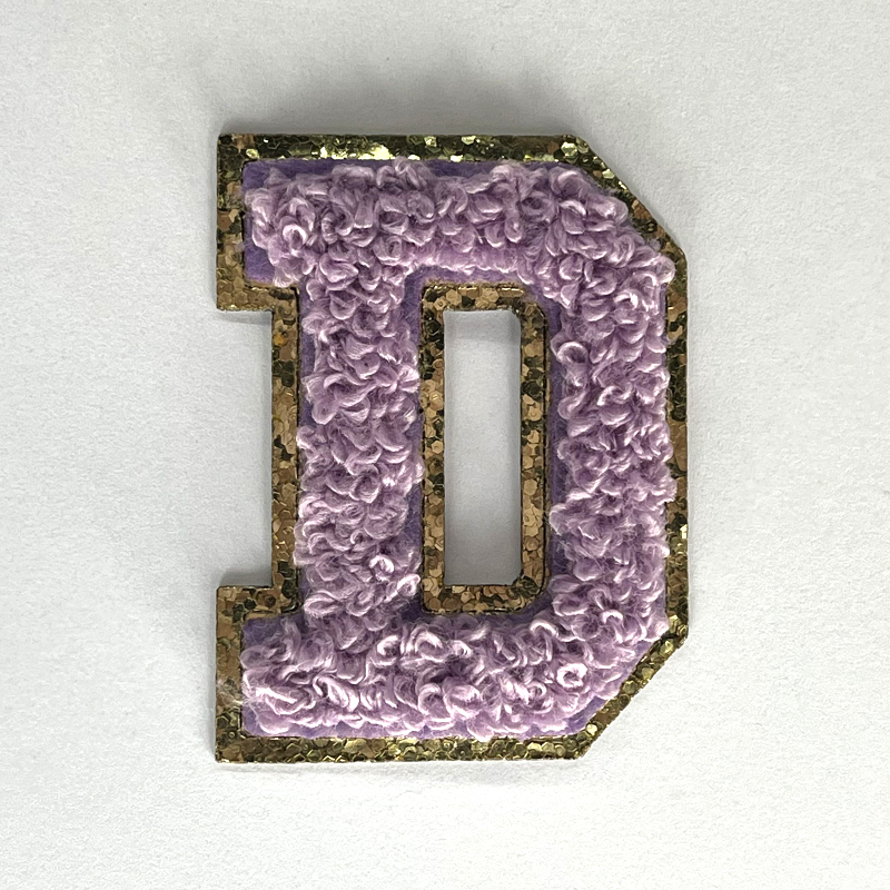 custom logo patterns letters patches iron on initial alphabet gold glitter chenille letter patches