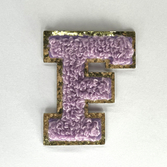 custom logo patterns letters patches iron on initial alphabet gold glitter chenille letter patches