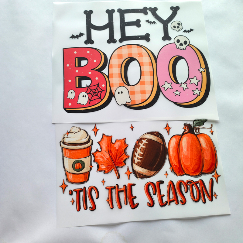 custom Halloween pumpkin ghost boo fall dtf heat transfers for clothes