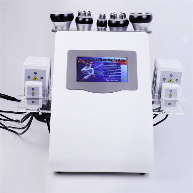 6 In 1 40K Ultrasonic Cavitation Vacuum Radio Frequency Laser 8 Pads Lipo Laser Slimming Machine