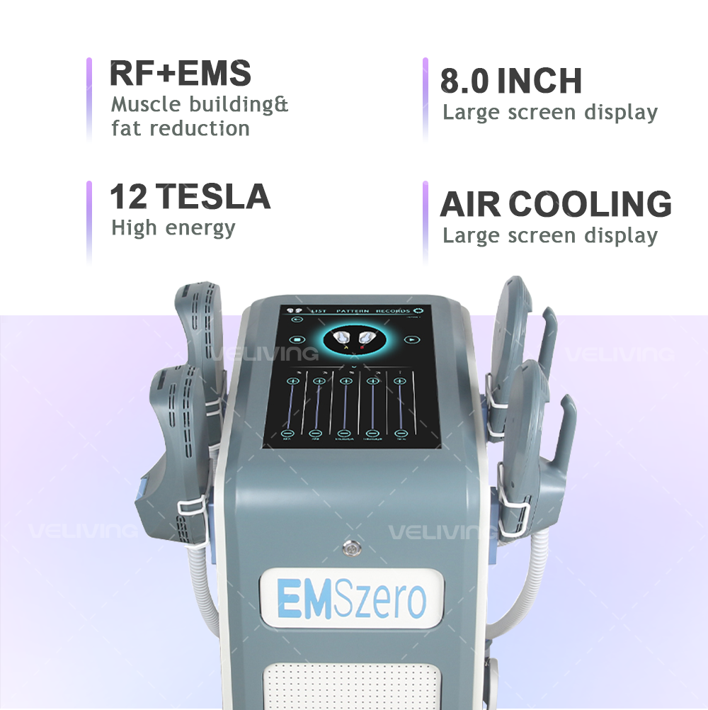 4 Handles 12 Tesla Sculpt Machine Muscle Stimulator Massager EMS High Frequency Fat Reduction Machine