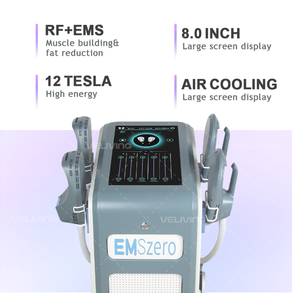 4 Handles 12 Tesla Sculpt Machine Muscle Stimulator Massager EMS High Frequency Fat Reduction Machine