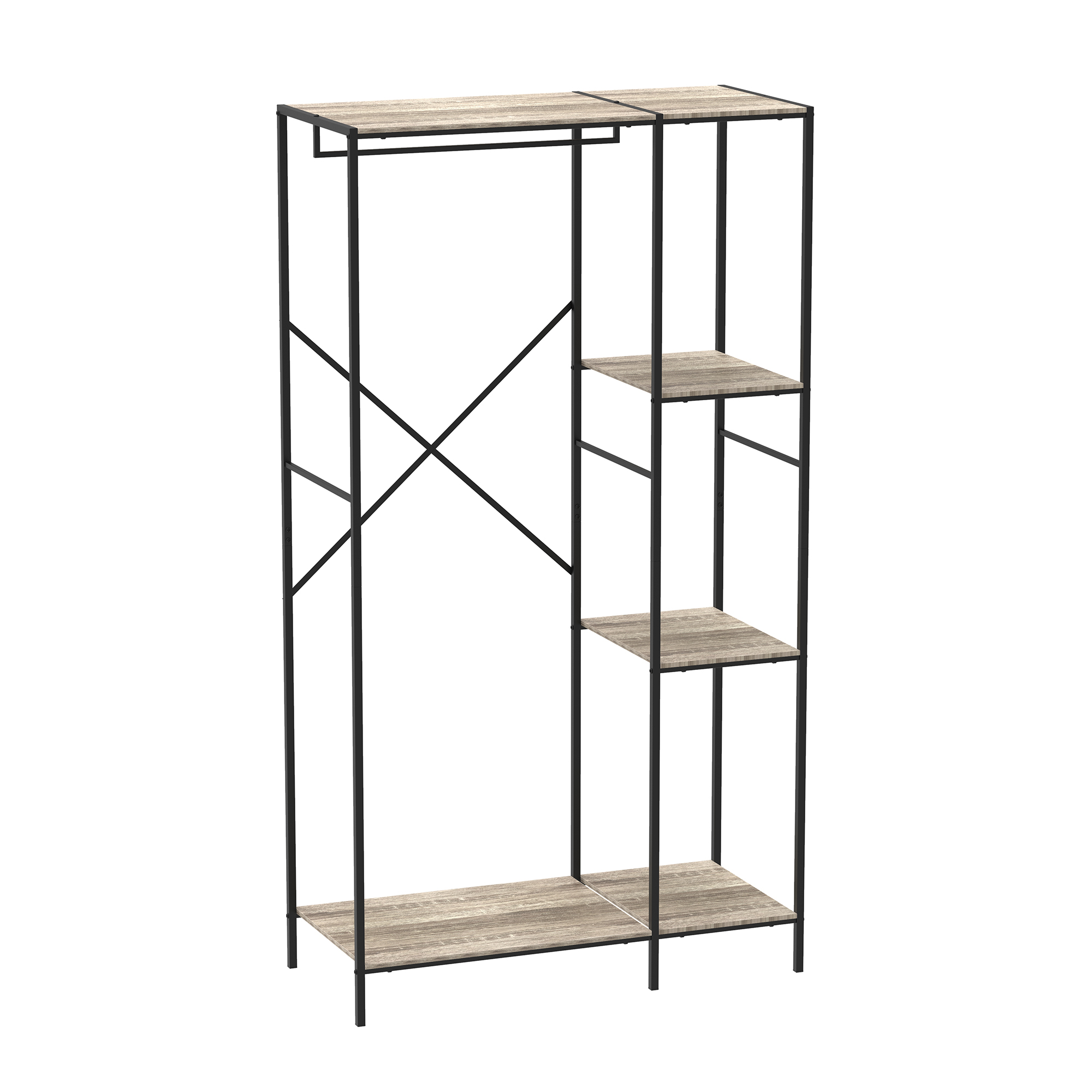 Metal Garment Rack with Multi Shelves