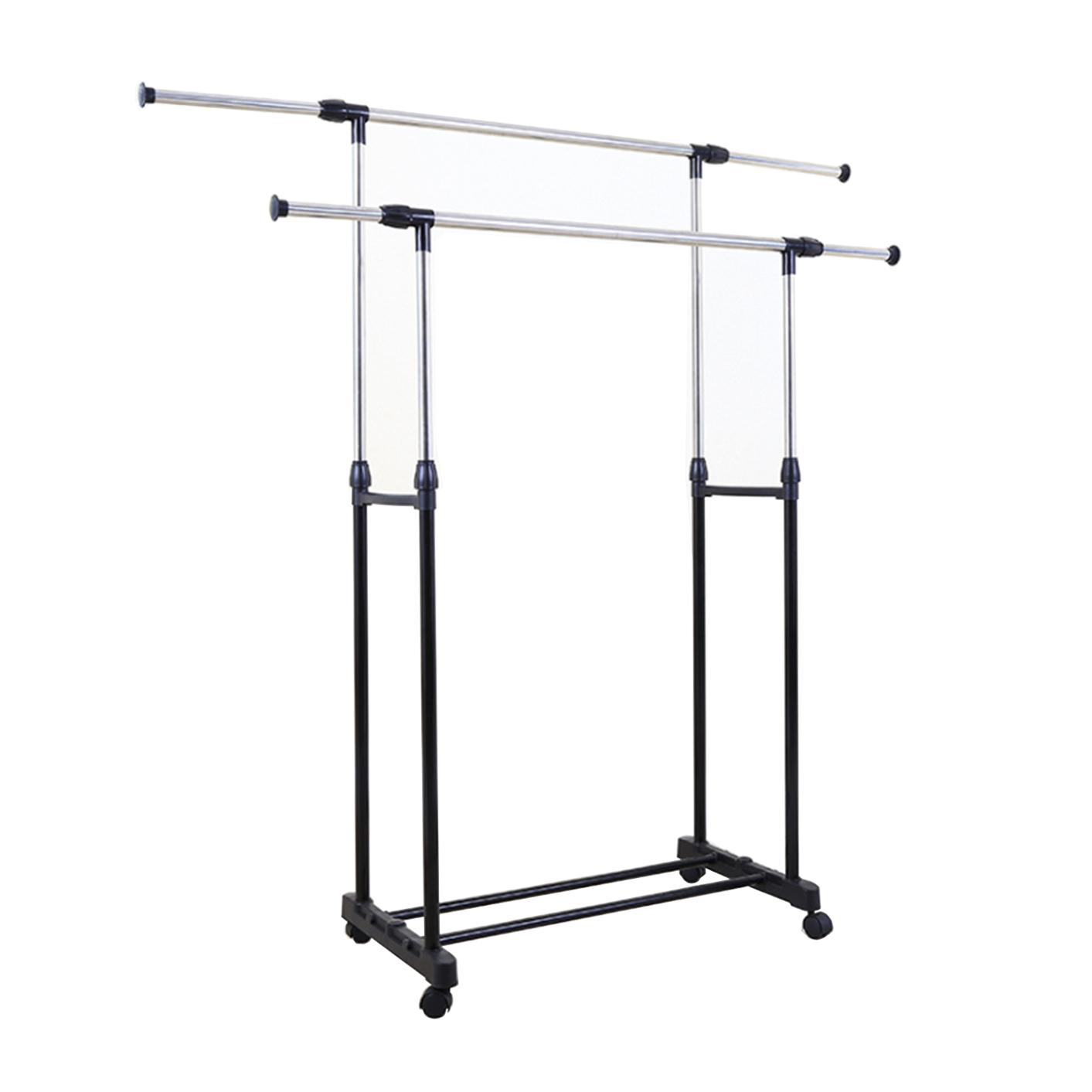 Adjustable Extendable Double Rail Garment Rack with Wheels