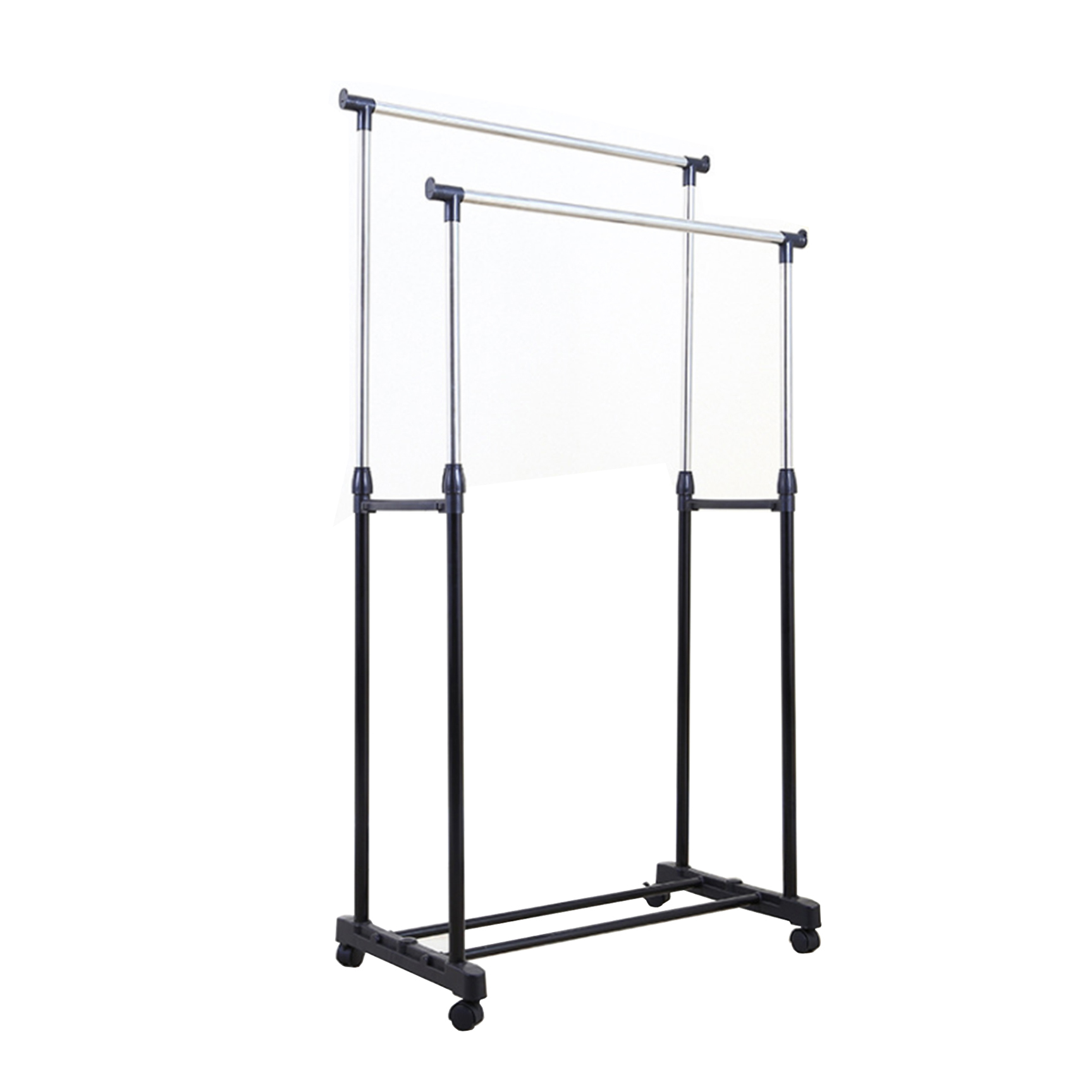 Adjustable Double Rail Garment Rack with Wheels