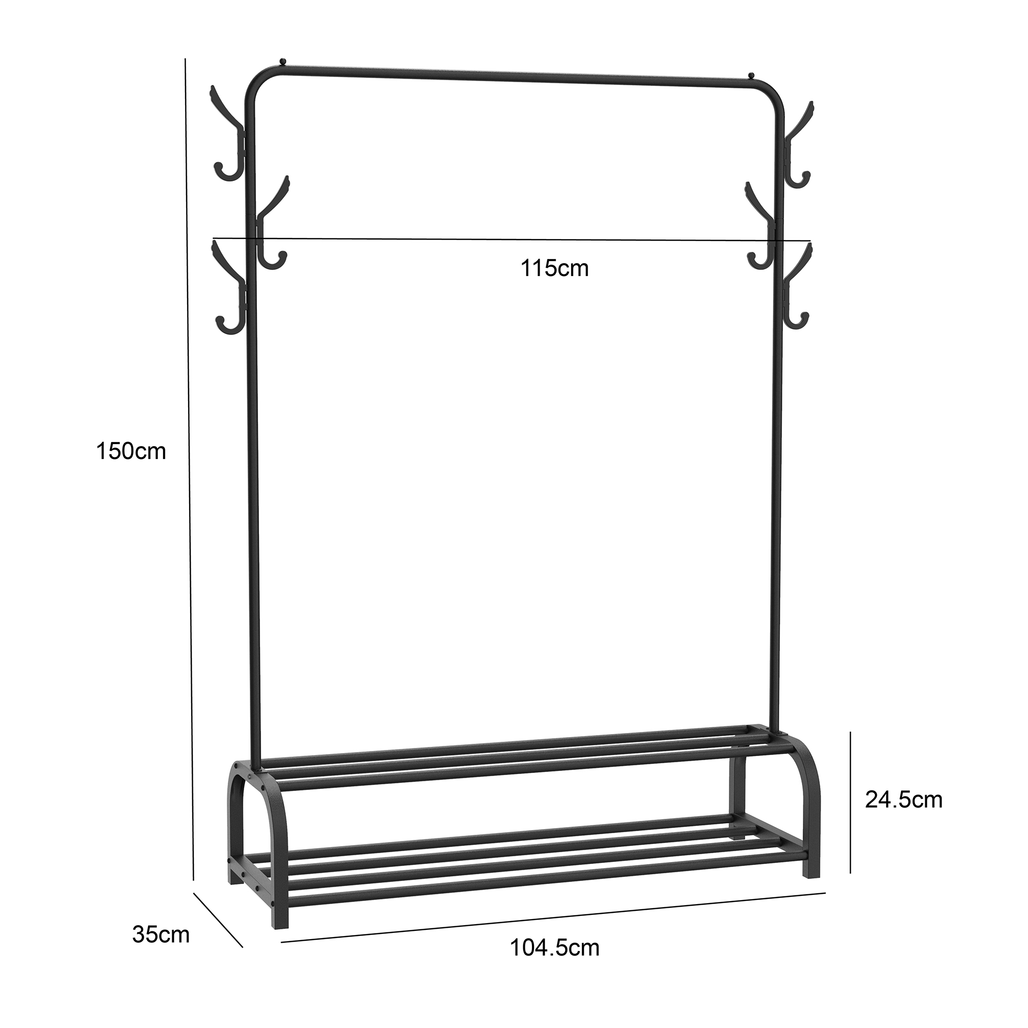 Single Metal Garment Rack with Shelves