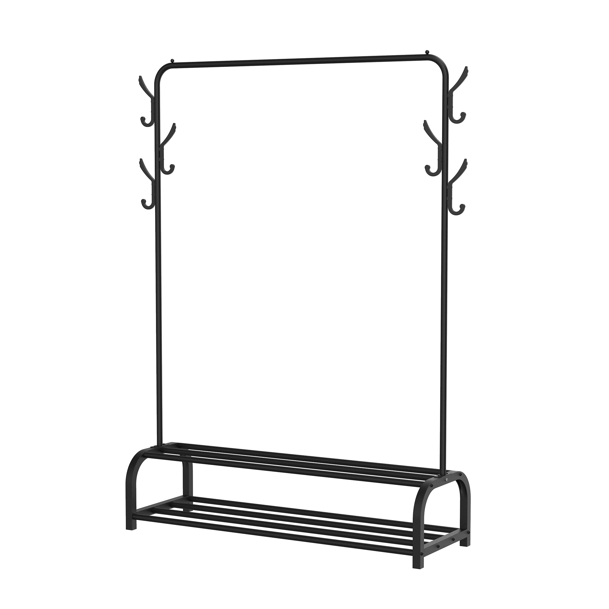 Single Metal Garment Rack with Shelves