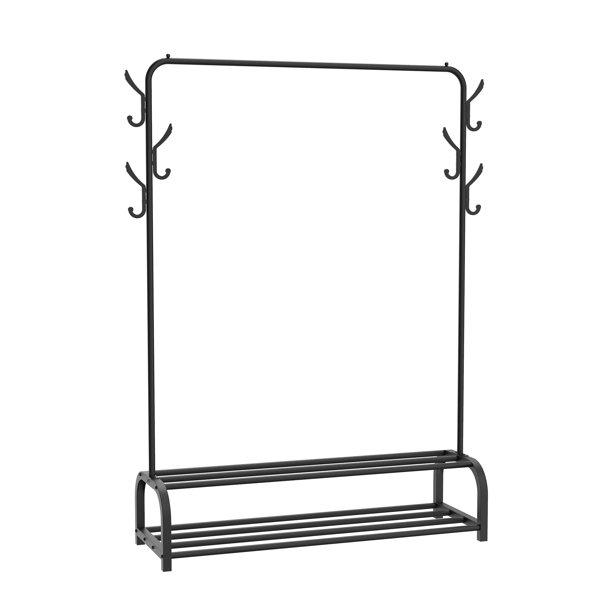 Single Metal Garment Rack with Shelves