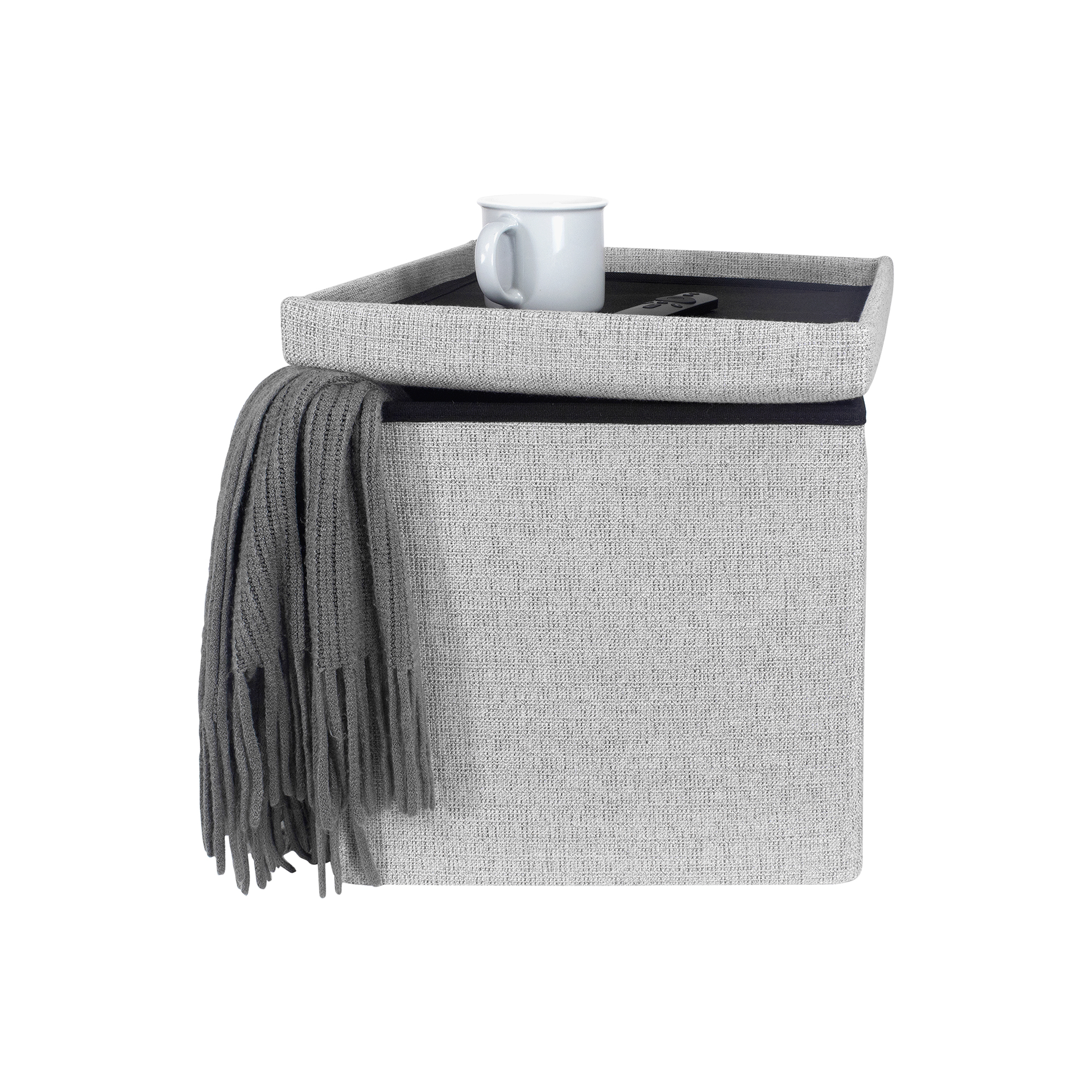 Linen Foldable Storage Ottoman