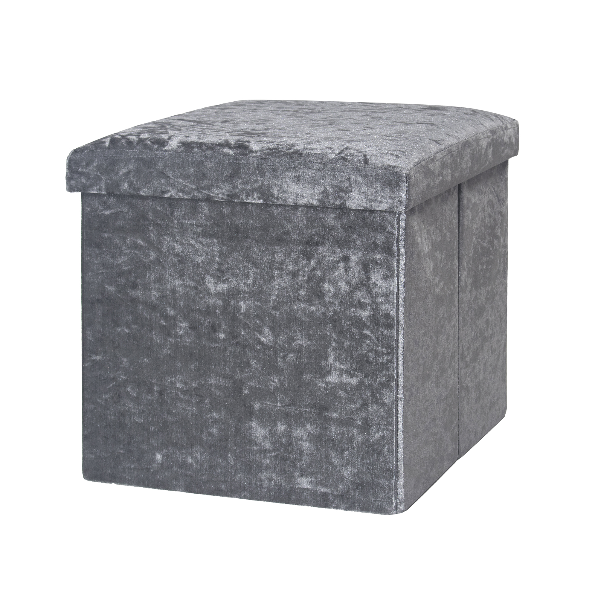 Crushed Velvet Foldable Storage Ottoman