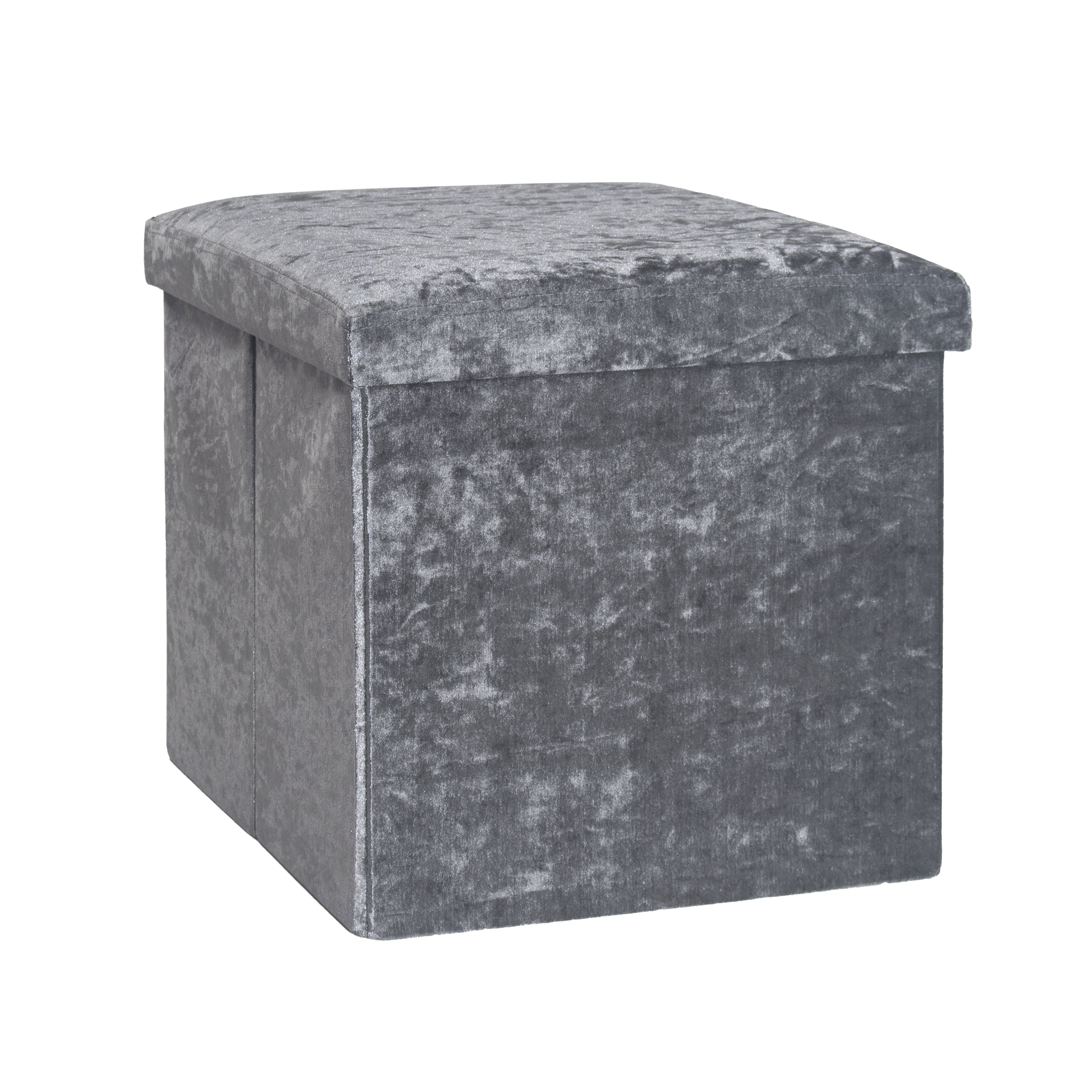 Crushed Velvet Foldable Storage Ottoman