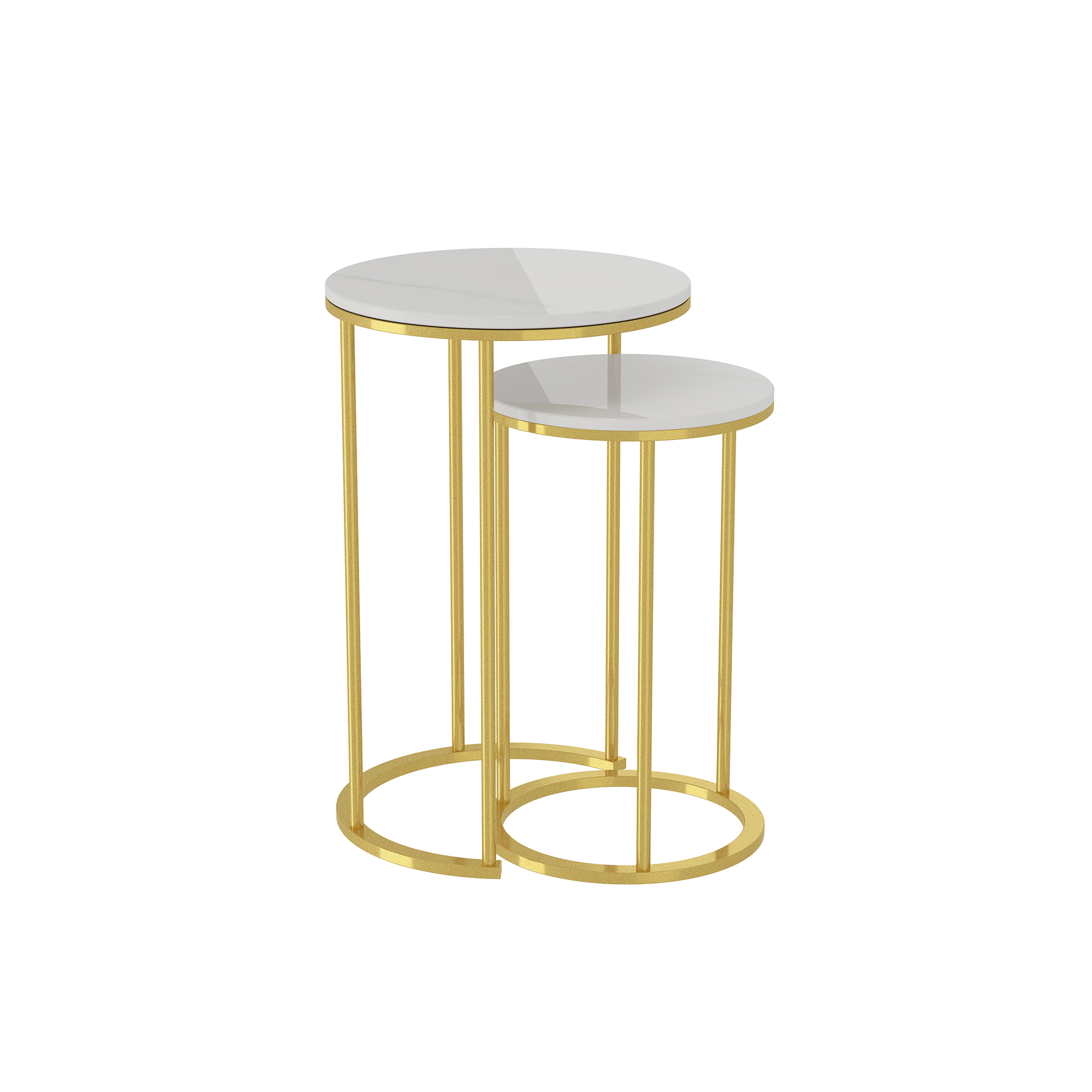 Set of 2 Nesting Table with Faux Marble Top