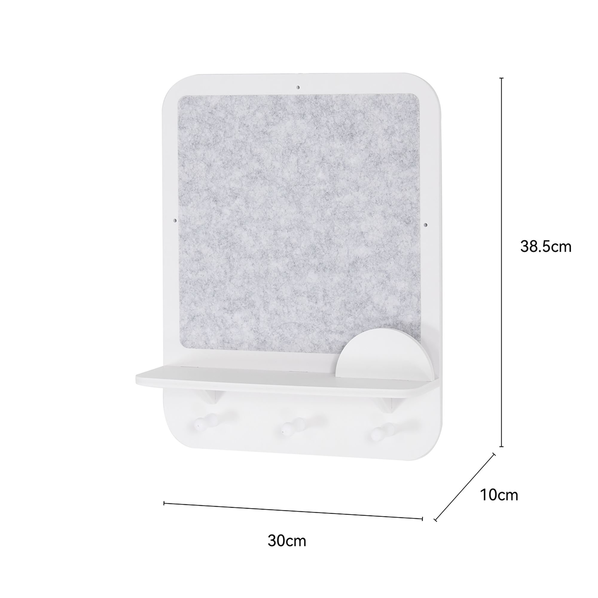 Wall Mounted Shelves with Felt Board and Hooks