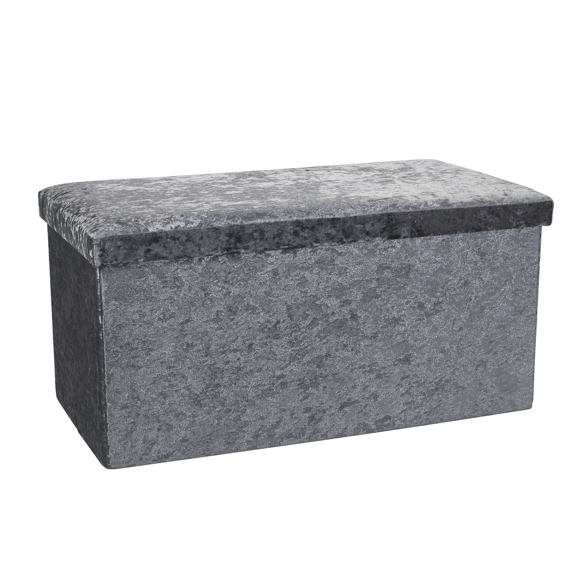 Crushed Velvet Foldable Storage Ottoman