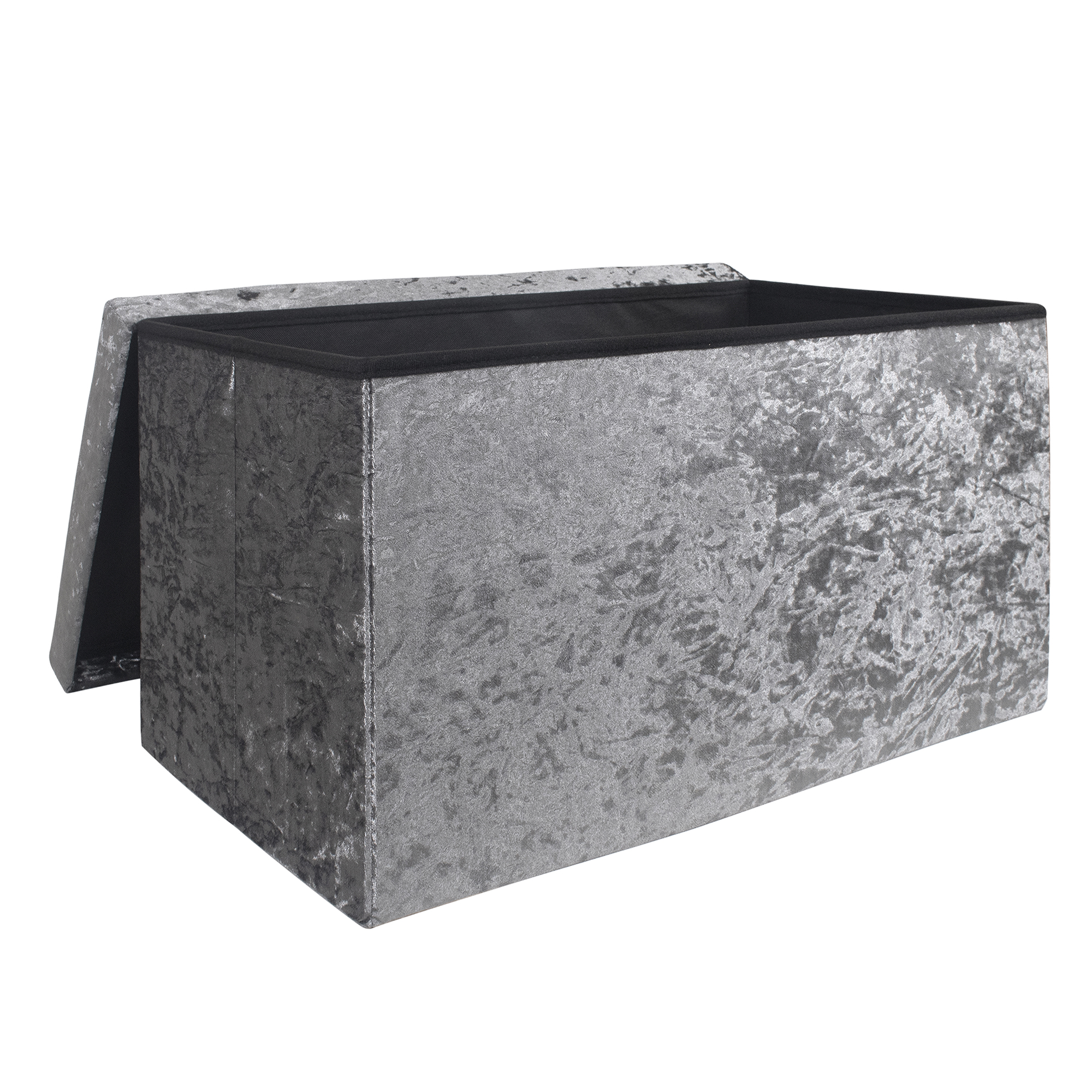 Crushed Velvet Foldable Storage Ottoman