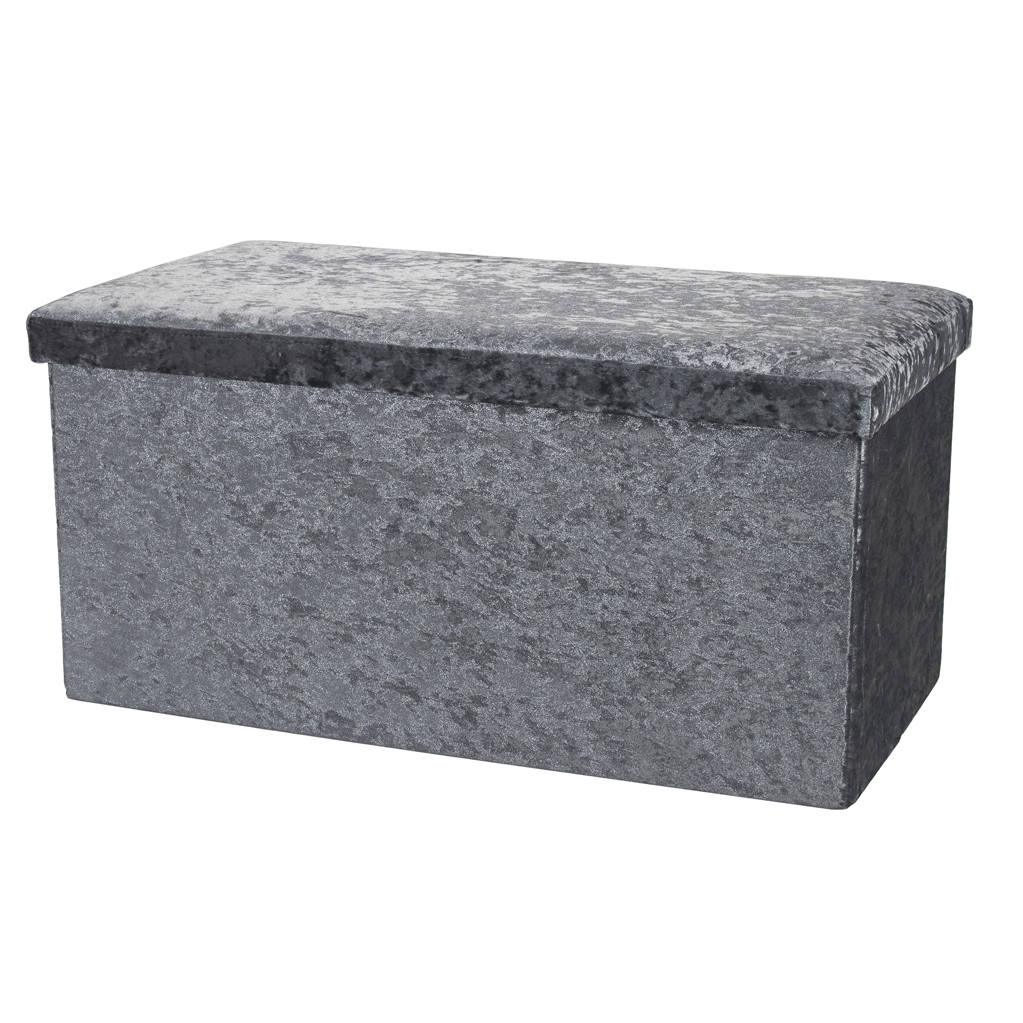 Crushed Velvet Foldable Storage Ottoman