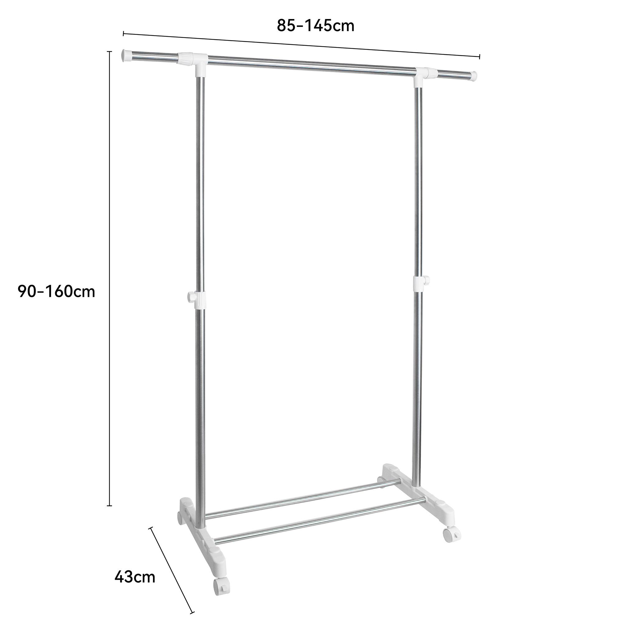 Single Rail Extendable Garment Rack