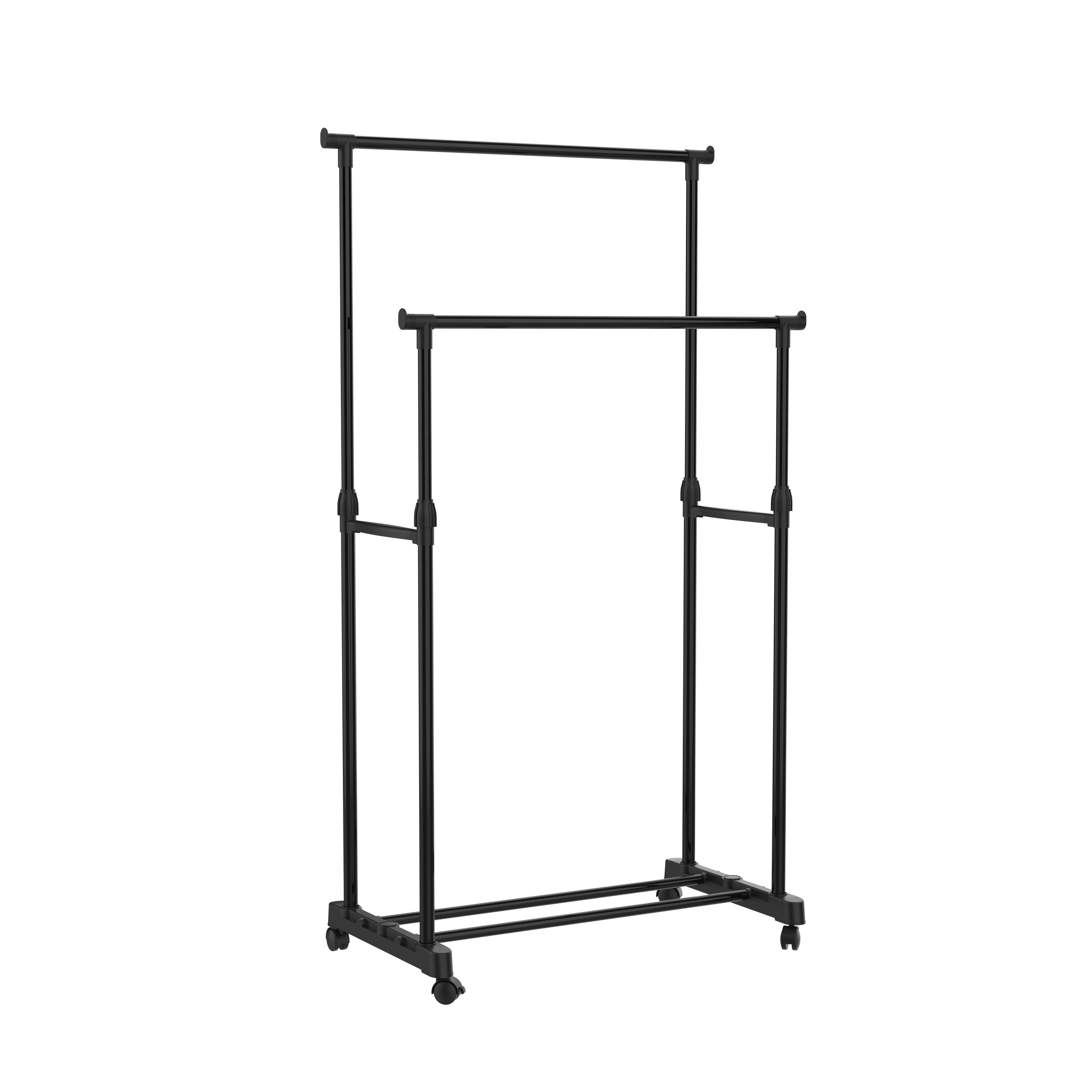 Adjustable Double Rail Garment Rack with Wheels