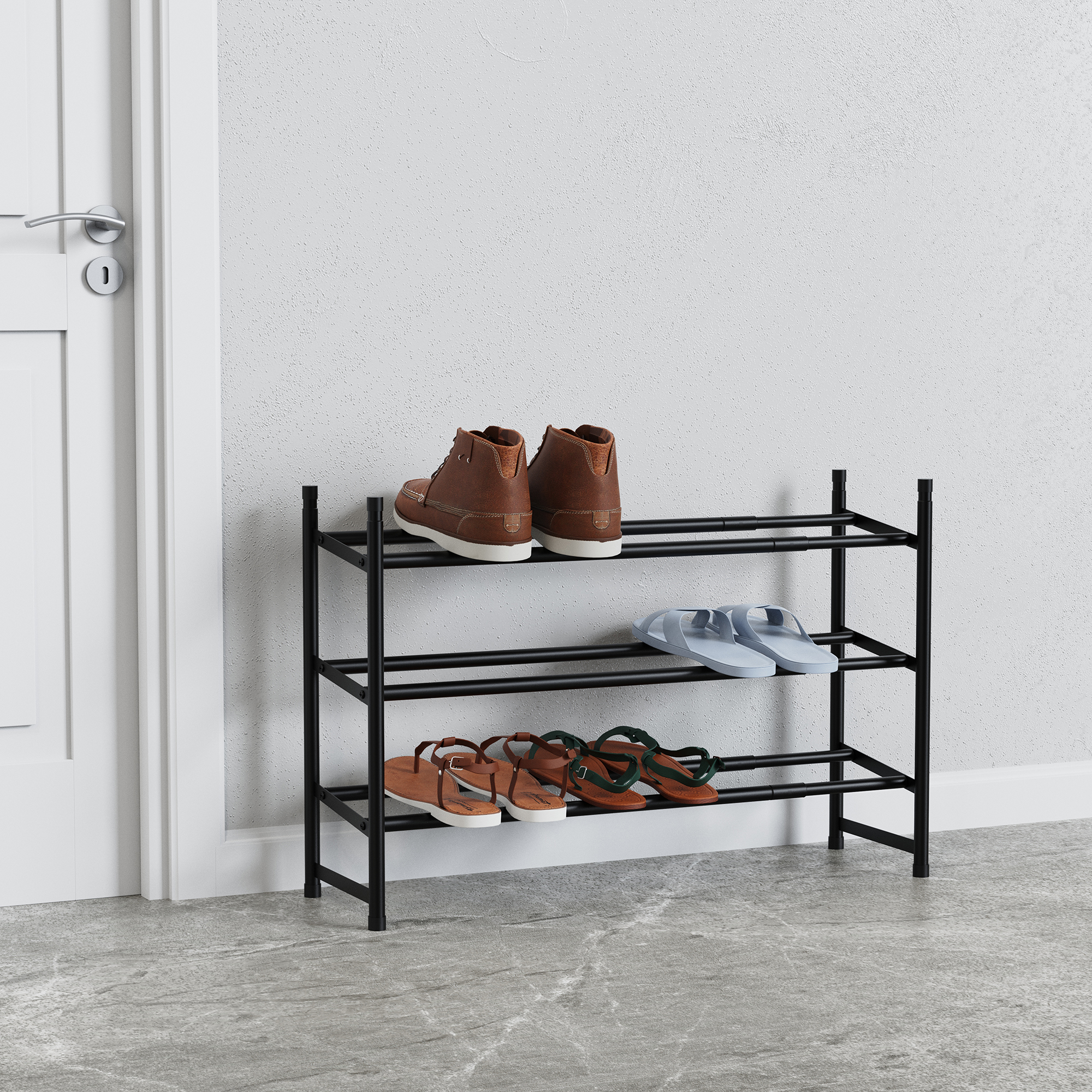 Extendable 3-Tier Shoe Rack