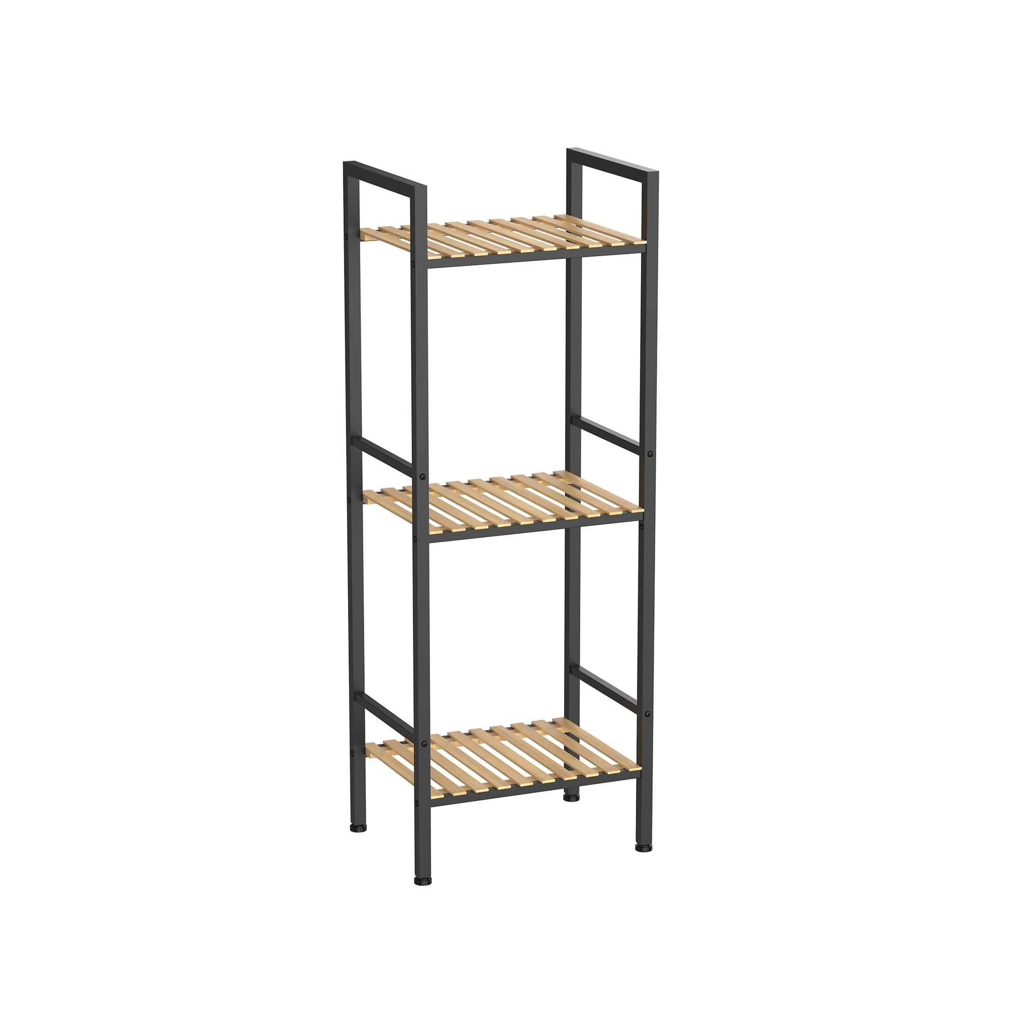 3 Tier Metal Storage Rack With Bamboo Shelvesbathroom Furniture
