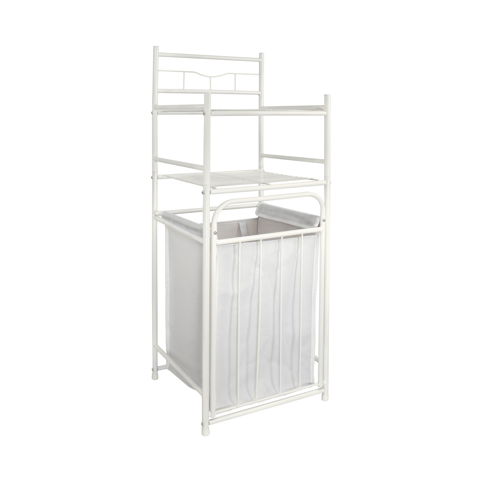 2Tier Metal Storage Shelves with Laundry Hampers,Bathroom Furniture