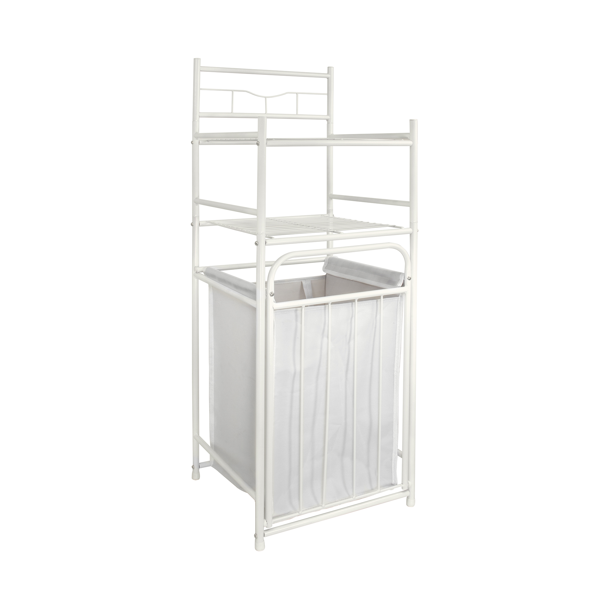 2-Tier Metal Storage Shelves with Laundry Hampers