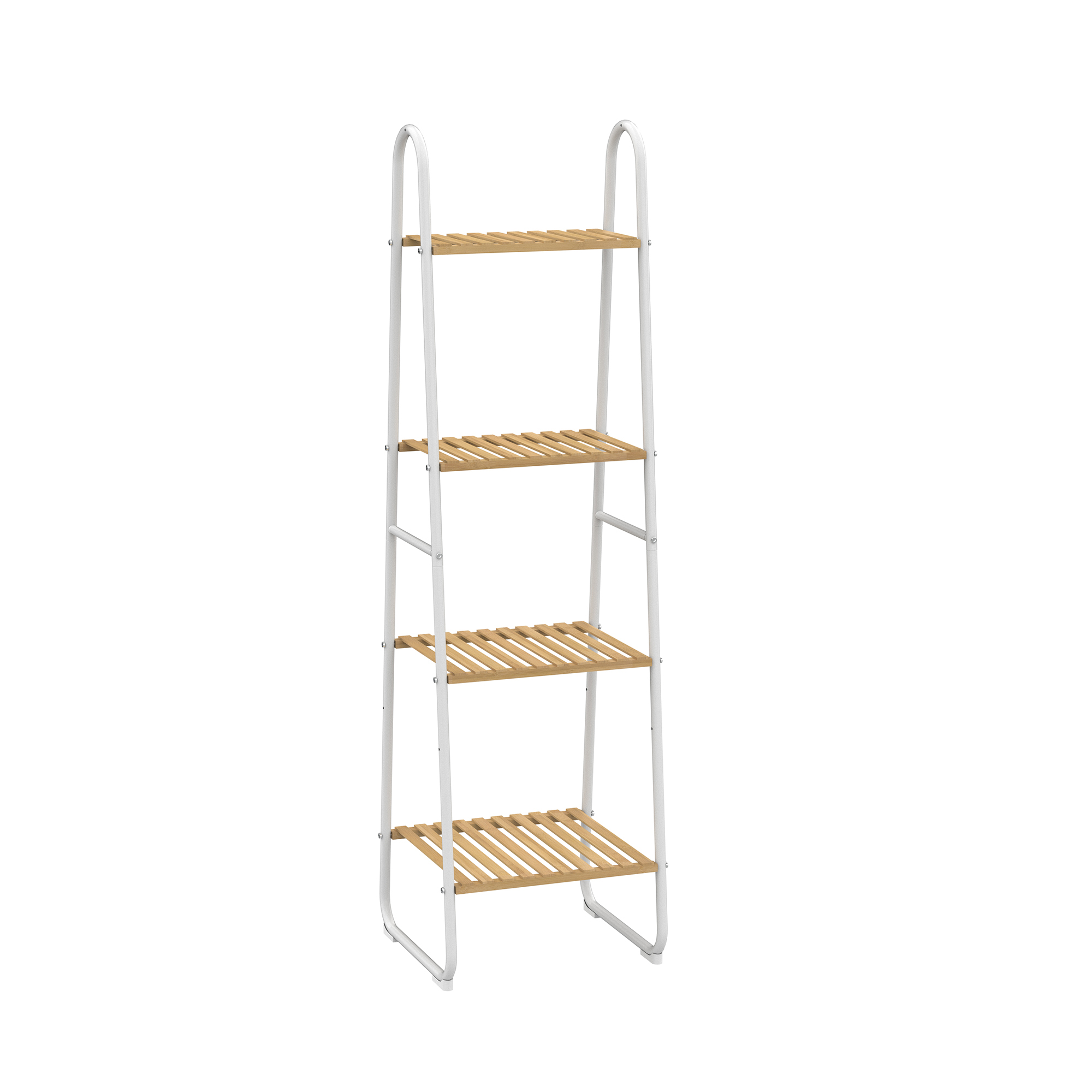 4-Tier Storage Rack with Bamboo Shelves