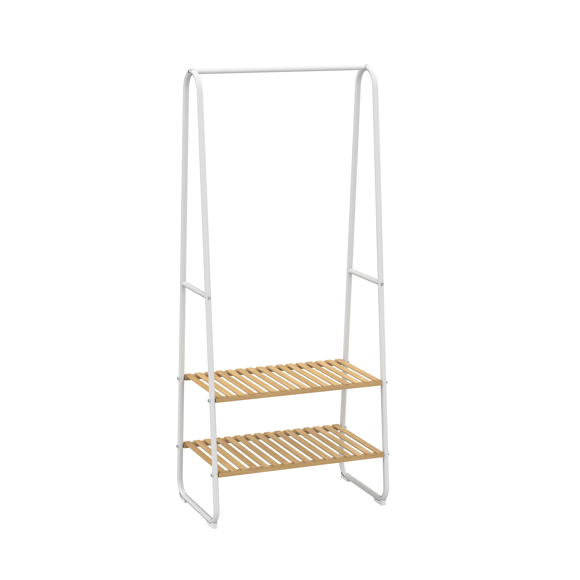 2-Tier Garment Rack with Bamboo Shelves