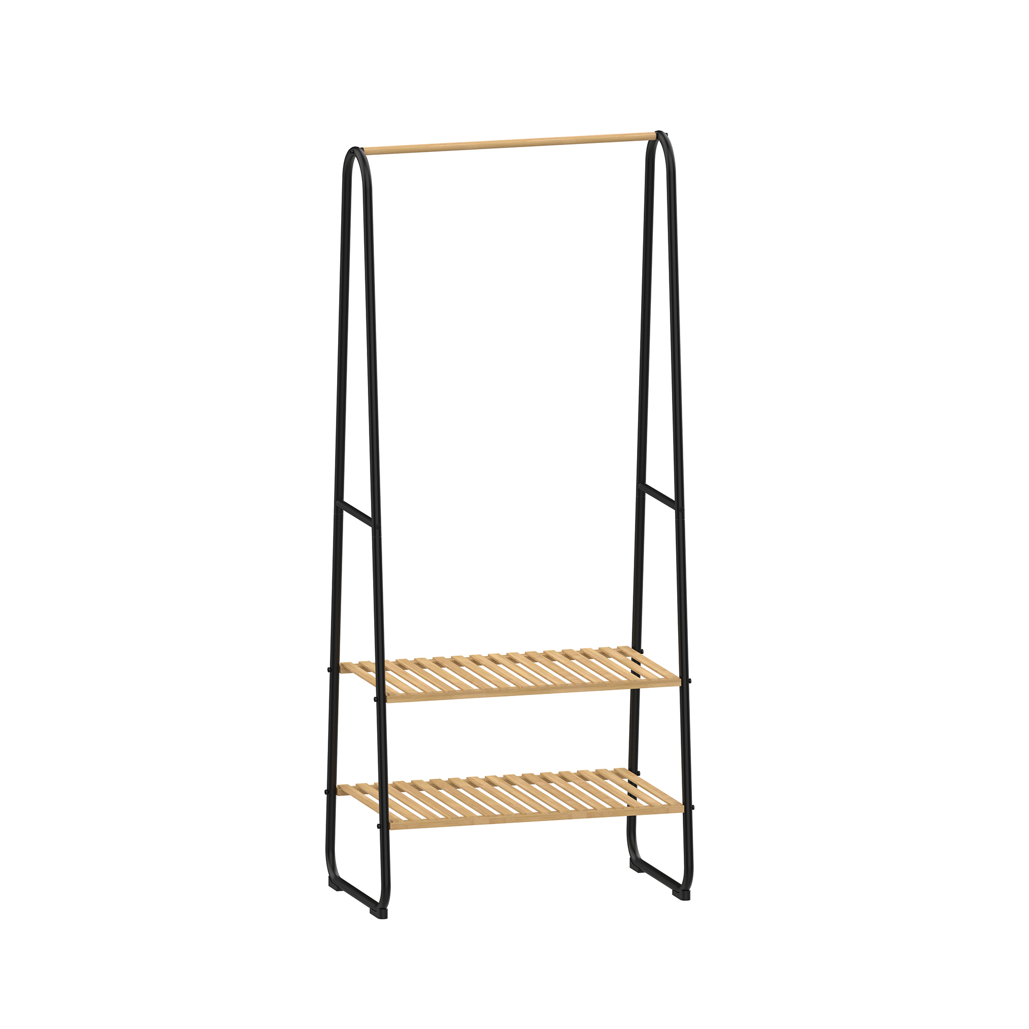 2-Tier Garment Rack with Bamboo Shelves