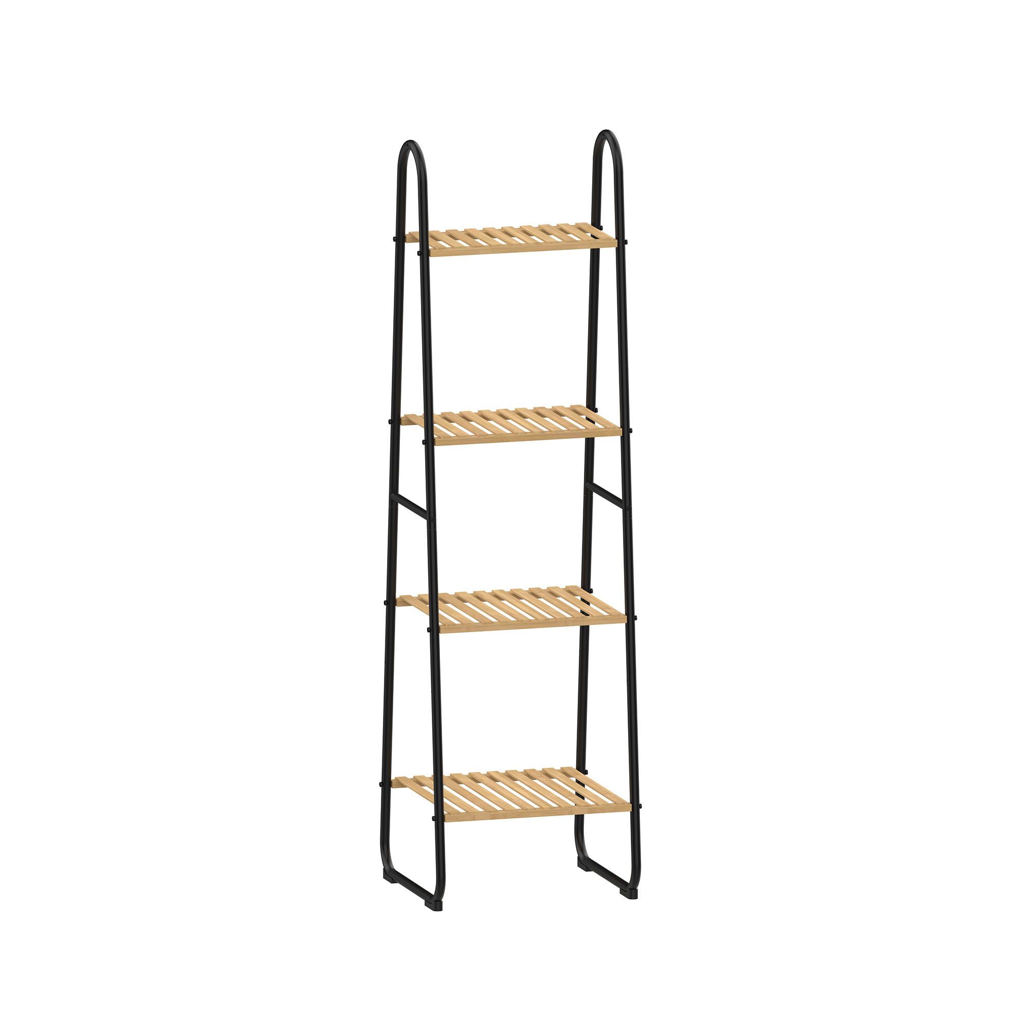 4-Tier Storage Rack with Bamboo Shelves