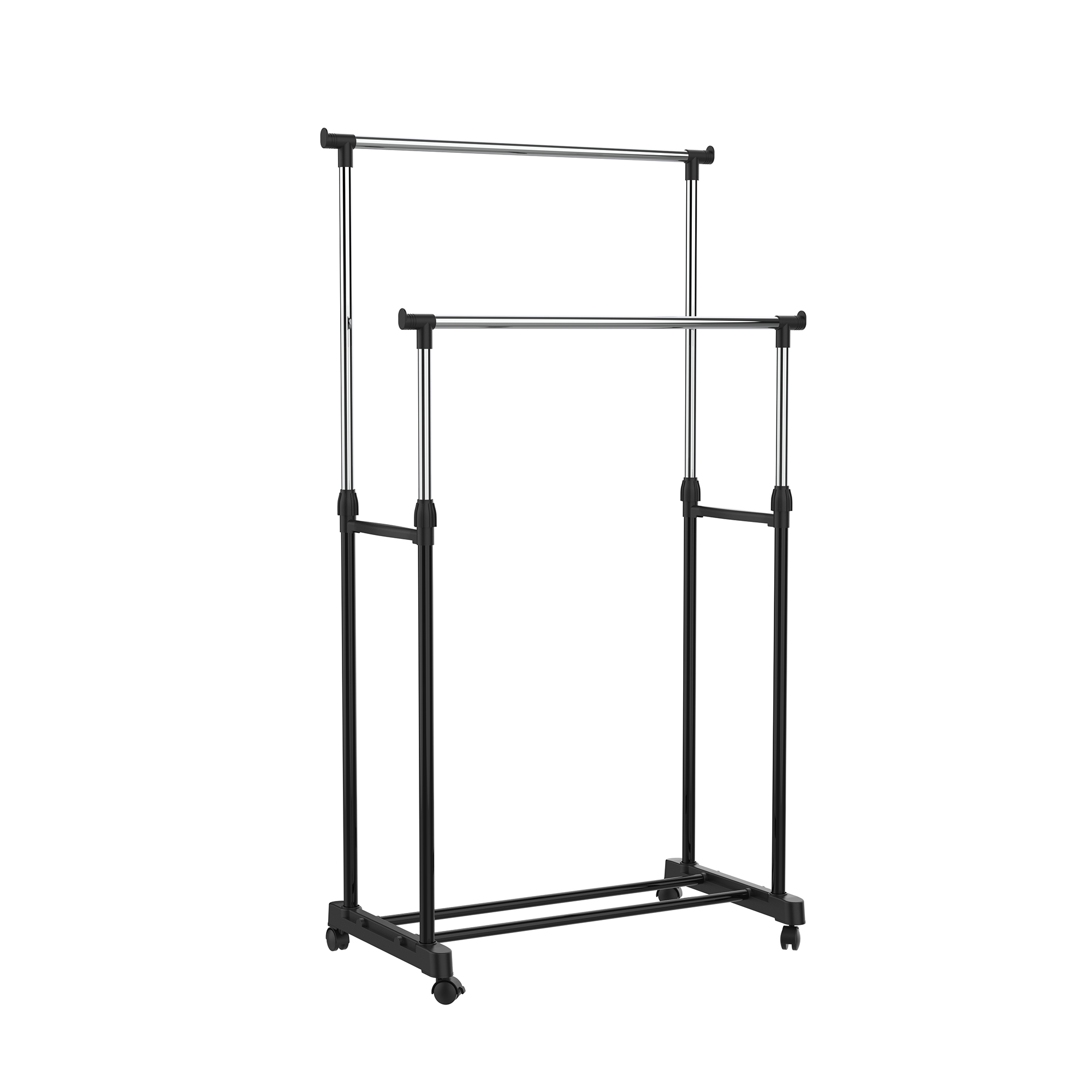 Adjustable Double Rail Garment Rack with Wheels