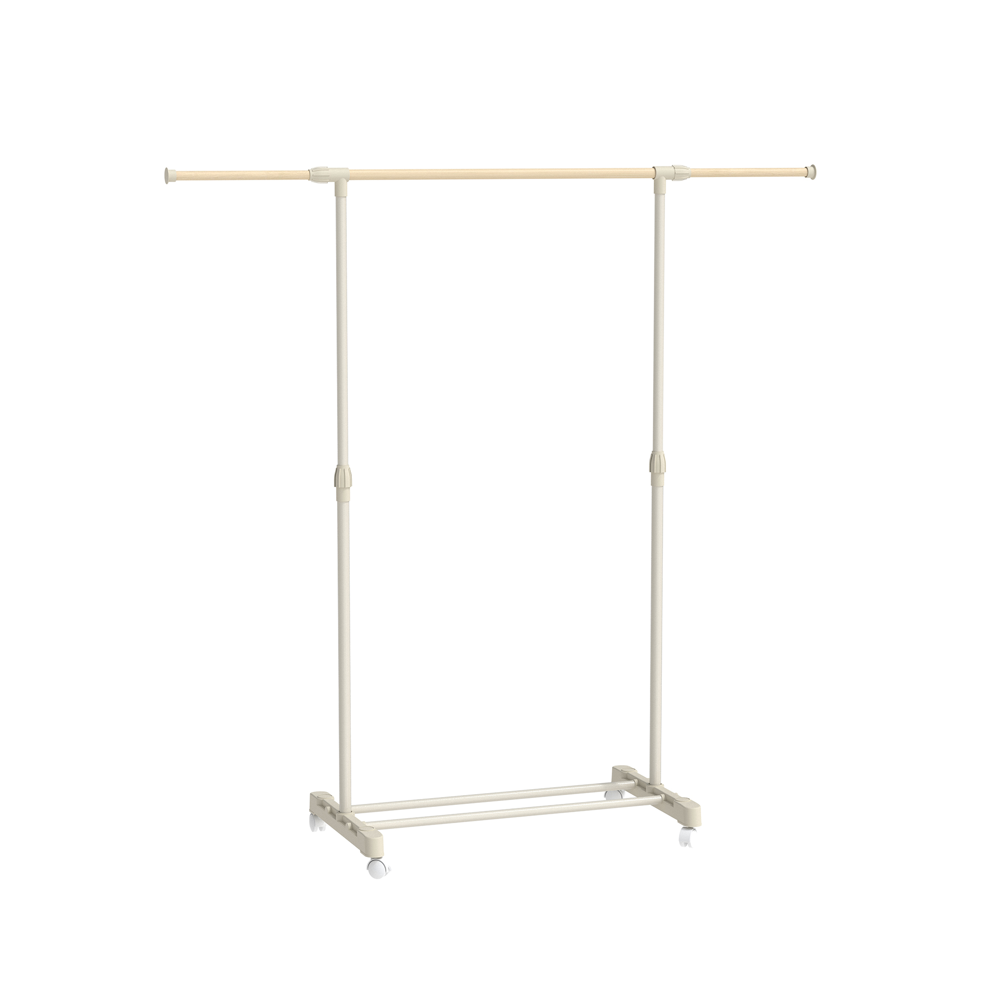 Adjustable Extendable Single Rail Garment Rack with Wheels