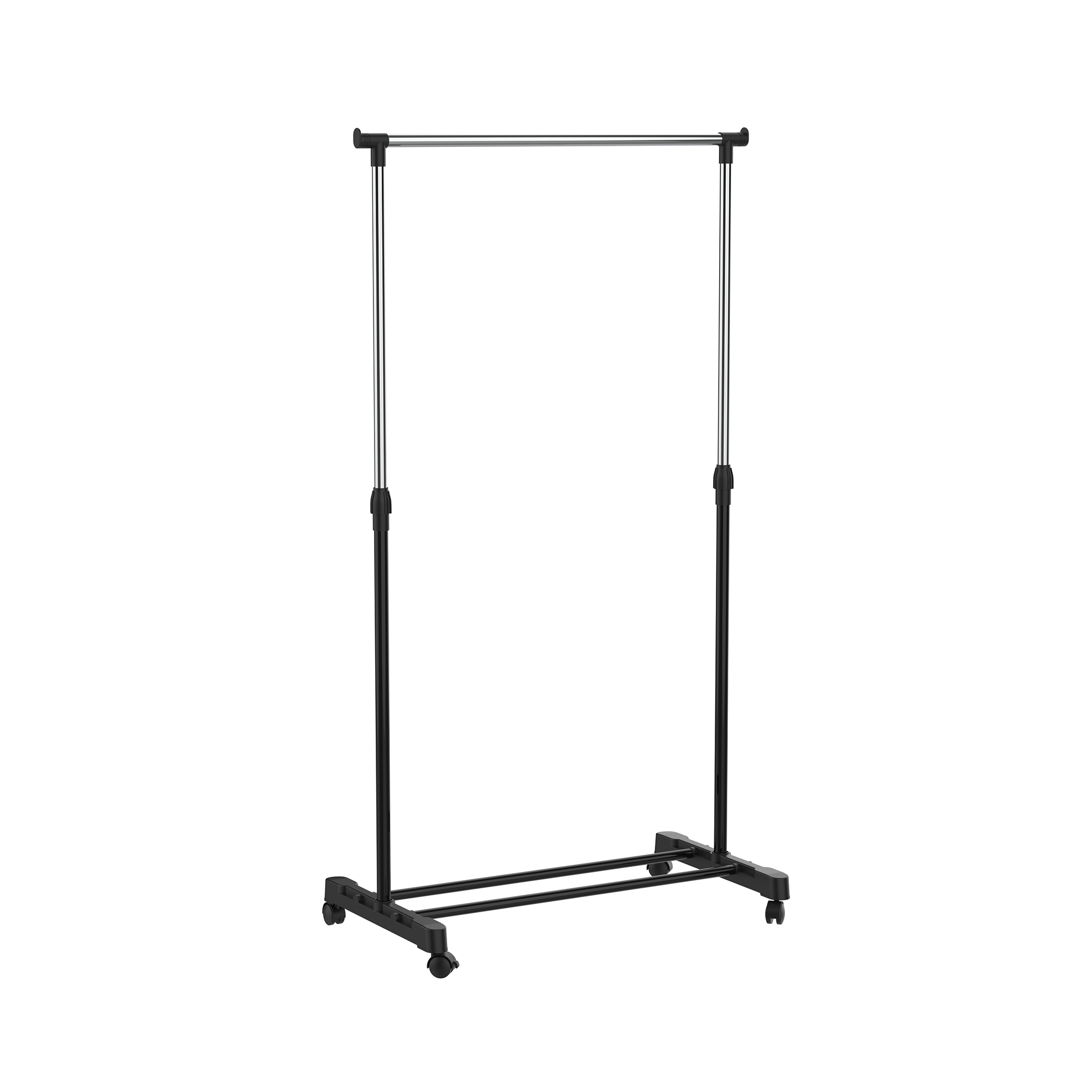 Adjustable Single Rail Garment Rack with Wheels